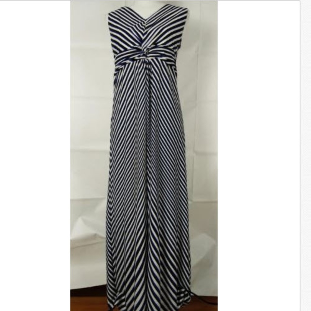 Chico's Dress Sz 0 Sleeveless Blu/Blk/Wht Ankle